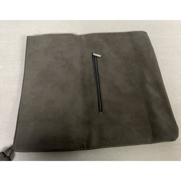 Gray Embossed Faux Leather Clutch With Tassel Accent & Zipper Pocket - Picture 3 of 6